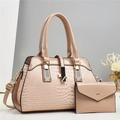 Elegante beige handtasset met krokodillenpatroon, lakafwerking en gouden details - 29*13*21 / Khaki