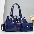 Donkerblauwe handtas set met krokodillenpatroon inclusief tote en envelop clutch - 29*13*21 / Blauw