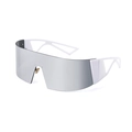 Lunettes de cyclisme futuristes avec verres miroir argentés et monture blanche - C6 Argent Blanc