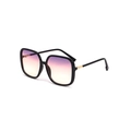 Chic oversized square sunglasses with black frame, gold temples and purple gradient lenses - Shiny Black Purple Pink
