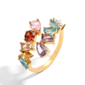 Verstelbare gouden ring met kleurrijke zirkoonstenen in peer- en marquise-slijpvorm - Gekleurde Zirkonia Goud Vergulde Stijl (RP2250D)