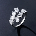 Open onregelmatige ring met marquise en rechthoekige zirkonia in zilveren afwerking - Witte Zirkonia Platina Vergulde Stijl (RP2250A)