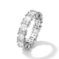 Eternity ring van gepolijst zilver met prinses geslepen zirkonia voor dames - Maat 6 / Eternity Band Stijl (RP5167) / Platina