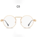 Lunettes de soleil punk avec monture en métal doré clair et branches à ressort style C5 - Monture Dorée Verre Clair (C9)
