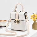 Beige crossbody telefoontasje met ruitpatroon en gouden metalen draaisluiting - Wit (Geweven Textuur)
