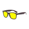 Retro day-night polarized sunglasses with dark tortoise frames and yellow lenses - Dark Brown to Brown