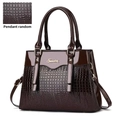 Dark brown faux leather handbag with crocodile pattern texture and gold Jematox logo - Coffee