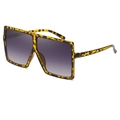Gafas de sol cuadradas de carey de gran tamaño con lentes degradadas moradas para mujer - Leopardo Doble Gris