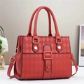 Chic red quilted crossbody handbag with gold hardware and top handles for women - Red