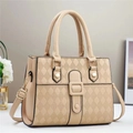 Elegant beige quilted tote bag with diamond stitching and adjustable crossbody strap - Khaki