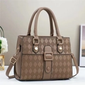 Brown quilted crossbody bag with diamond stitching and adjustable shoulder strap - Dark Khaki