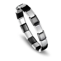 Modulares Edelstahl-Charm-Armband in poliertem Silber und Schwarz zum Selbstgestalten - Patchwork-Stil (BD-13)