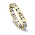 Modulares Edelstahl-Gliederarmband im italienischen Stil in Silber und Gold zweifarbig - Goldrand-Stil (BD-15)