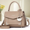 Elegant taupe crossbody handbag for women with adjustable strap and metal detail - Khaki