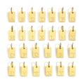 Set of 26 gold stainless steel rectangular alphabet pendants for DIY jewelry making - 26 Initial Letter Set / Set of 26 Pieces / Steel