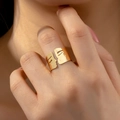 Artistic gold face silhouette open ring with minimalist hollow design for women - Adjustable Open / Gold
