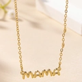 Elegante collar dorado MAMA para mujer, regalo minimalista con un acabado pulido brillante - Dorado