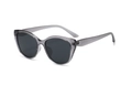 Cat-Eye Polarisierte Sonnenbrille mit grauem transparentem Rahmen und dunklen Gläsern - Transparentes Grau (C3)