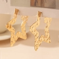 Hammered gold hollow star stud earrings with 18K gold plating for a minimalist look - Gold