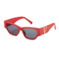 Rote Retro-Cat-Eye-Sonnenbrille mit dicken Rahmen und goldenen V-förmigen Blattdetails - Rot