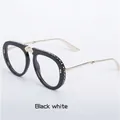 Opvouwbare oversized zonnebril met zwart montuur, heldere lens en strassteentjes - Zwart Montuur Heldere Glazen (C3)