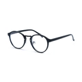 Classic round frame sunglasses for women in glossy black vintage style with dark lenses - Black Clear (C5)