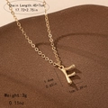 Detail of golden bamboo texture letter F pendant with 45+7cm chain dimension labels - Letter F