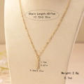 Detailed size chart of gold bamboo pendant necklace with length and weight measurements - Letter I