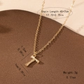 Macro shot of bamboo style letter T pendant with bark texture and 45+7cm chain size - Letter T