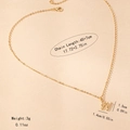Detail view of golden W initial necklace with 45+7cm chain length and size specs - Letter W