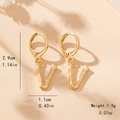 Detailed size specifications for gold bamboo texture letter V hoop earrings - Style Letter V