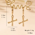 Detailed size specs for bamboo-textured X-shaped earrings in polished gold finish - Letter X Style