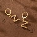 Detailed size view of gold bamboo letter N hoop earring with measurements and weight - Letter Z Style