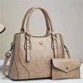 Champagne lychee pattern tote bag set with detachable strap and small envelope pouch - Khaki