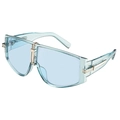 Occhiali da sole oversize blu traslucidi con accenti metallici e montatura spessa - Blu trasparente