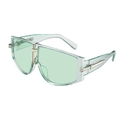 Occhiali da sole oversize verde chiaro trasparente con dettagli in metallo argento - Verde Lago Scuro