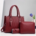 Ensemble de 3 sacs bordeaux avec texture litchi et motifs géométriques en relief - Bordeaux