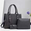 Set borse 3 pezzi grigio scuro con borsa a mano, tracolla e porta tessere - Grigio