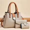 Detailliertes Set aus bedruckter Tragetasche, Briefbrieftasche und Münzfach mit Mustern - Khaki Mit Erdgeld