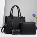 Ensemble de trois sacs noirs en cuir grainé avec détails métalliques et rivets élégants - Noir