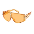 Fashionable oversized orange sunglasses with transparent frame and silver metal accents - Orange