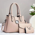 Set dettagliato con borsa tote, pochette a busta e porta carte in rosa cipria - Albicocca