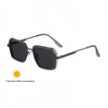 Square punk sunglasses in translucent gray frame with photochromic dark gray lenses - C8 Matte Translucent Grey Gunmetal Turn Grey