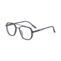 Retro square photochromic sunglasses with grey transparent frame and double bridge - Matte Transparent Gray Gunmetal Frame Turn Gray Lens (C8)