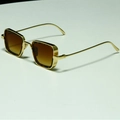 Steampunk gold metal square sunglasses with leopard texture and brown gradient lenses - C19 Gold Light Tea [metal Nose Pads]