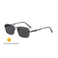 Square photochromic sunglasses with transparent grey frame and punk style spring hinges - C8 Matte Translucent Grey Gunmetal Turn Grey