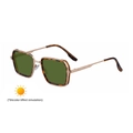 Occhiali da sole punk quadrati con montatura tartarugata e lenti fotocromatiche verdi - Tartarugato Oro Diventa Verde