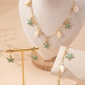 Gouden zeester en schelp sieradenset met ketting armband oorbellen voor de zomervakantie - Zeester Schelp Hanger / Lichtblauw 3-delig Set