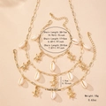Golden starfish and shell jewelry set including necklace, bracelet and anklet set - Golden 3-Piece Set