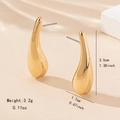 Elegant gold teardrop earrings for women, featuring a smooth polished liquid metal finish - Gold Round Teardrop Stud Earrings